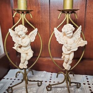 Gold Angel Candle Holders